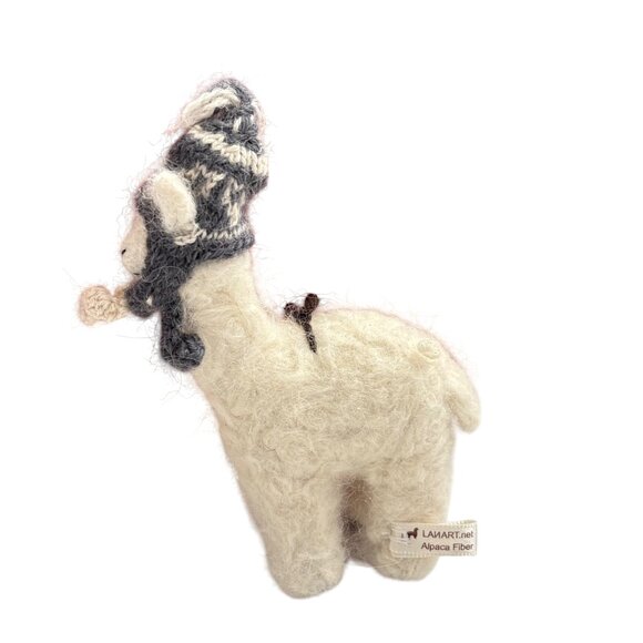 Handmade Alpaca Wool Ornaments Set With Knit Hat & Scarf - Picture 12 of 15